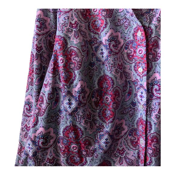 Talbots Women's Blouse Plus 18W Floral Paisley Boho Pink Wrinkle Resist Stretch - Picture 8 of 10